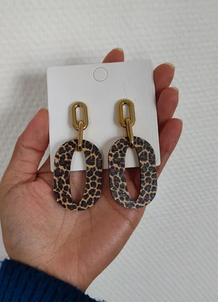 Boucles d'oreilles imprimé léopard, boucles d'oreilles doré marron, estado: Muito bom, €11.00, €12.25 inclui Proteção do Comprador