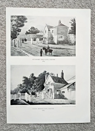 Dunsford Tollgate, Exter and Withy Bridge Gate, Exeter - Antique Print - 1930, brand: NO LABEL, condition: Good, £10.79, £12.03 includes Buyer Protection Pro
