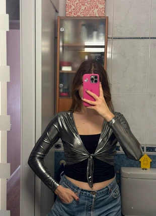 Chaqueta top plateado fiesta disco metalizado, marque: Vintage Dressing, état: Neuf sans étiquette, taille: S / 36 / 8, 4,00 €, 4,90 € Protection acheteurs incluse