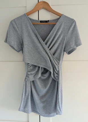 Grey nursing top, brand: Boohoo, condition: Good, size: S / 8, £3.00, £3.85 includes Buyer Protection
