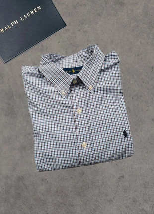 O-021 Chemise carrelée Ralph Lauren bleu et blanc manches longues | Taille L homme | logo brodé noir, brand: Ralph Lauren, condizioni: Ottime, taglia: L, €29.90, €32.10 include la Protezione acquisti Pro