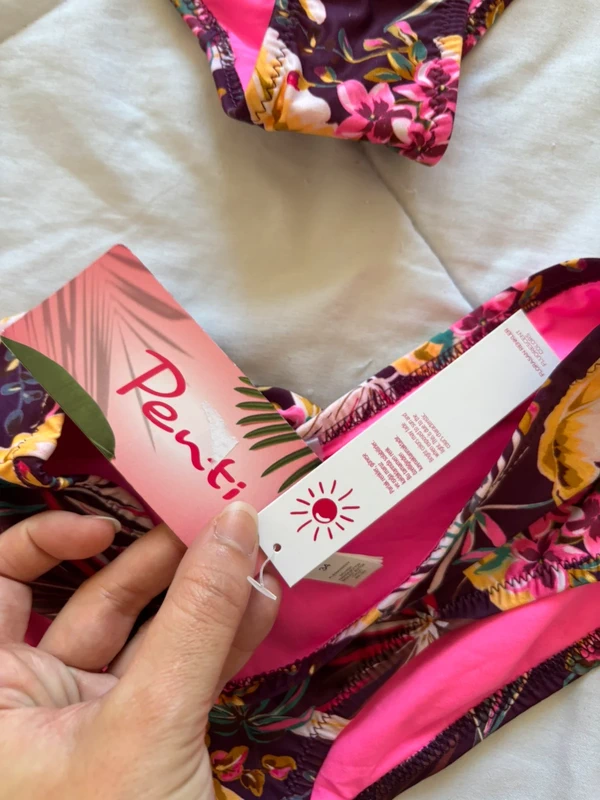 Lot 6 bas de maillot de bain bikini violet rose motif feuillage fleurie Penti taille XS/34 neuf - photo numéro 4
