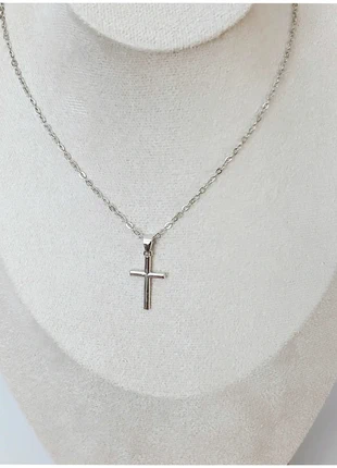 Collier pendentif croix argentée – vintage rétro tendance – acier inoxydable réglable, marque: Vintage Dressing, état: Très bon état, 4,90 €, 5,85 € Protection acheteurs (Pro) incluse