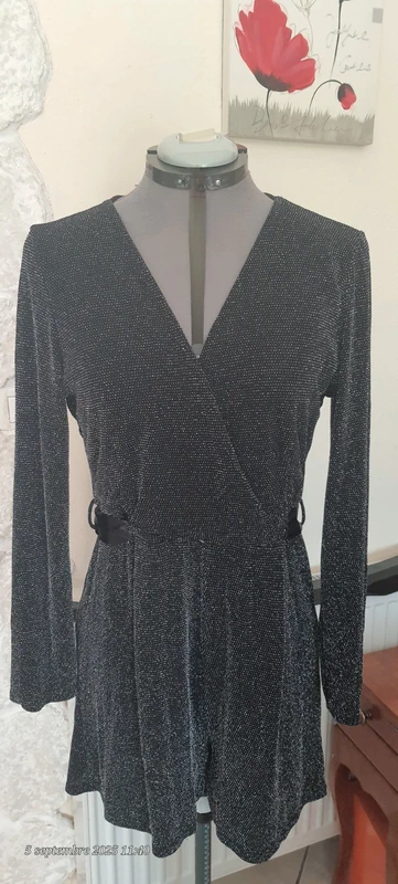 Combishort noir pailleté