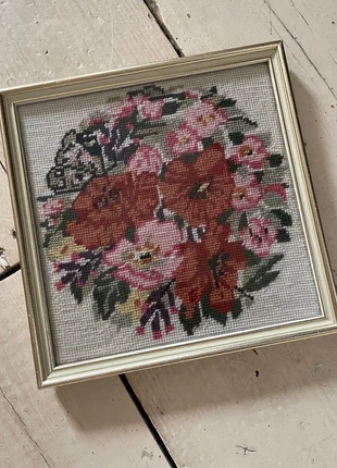 Vintage Needlepoint Tapestry Cottagecore Floral Picture in Vintage White/Gilt Picture Frame, brand: Vintage floral, condition: Very good, £15.00, £16.45 includes Buyer Protection
