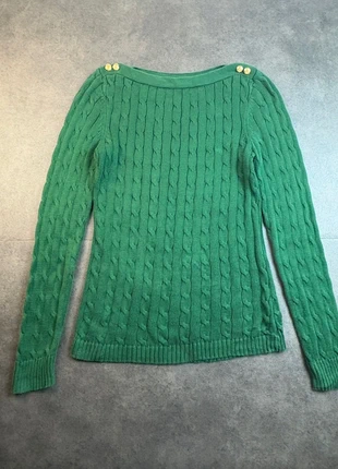Sweat Pull col rond torsadé Ralph Lauren à bouton | Taille M femmes | Vert sapin, marke: Ralph Lauren, zustand: Sehr gut, größe: M / 38 / 10, 20,00 €, 21,70 € inklusive Vinted-Käuferschutz