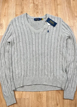 Pull torsadé Ralph Lauren col V gris taille L femme, marque: Ralph Lauren, état: Neuf avec étiquette, taille: L / 40 / 12, 59,90 €, 63,60 € Protection acheteurs (Pro) incluse