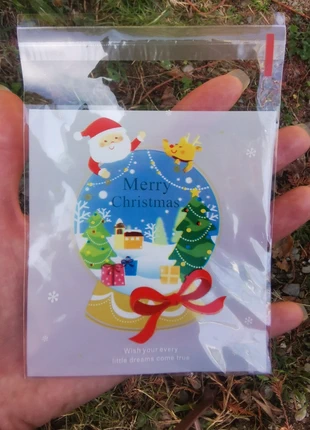 Lot x10 pochettes plastique emballage cadeaux motif boule de neige merry Christmas biscuits Noël, estado: Muy bueno, 1,80 €, 2,59 € Protección al comprador Pro incluida