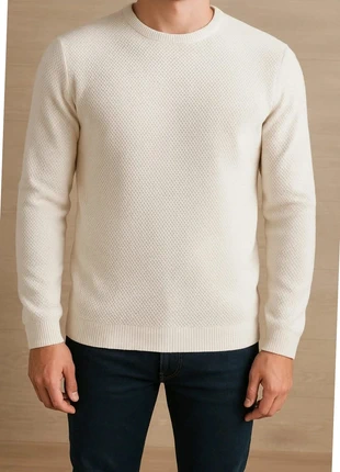 Zara Man – Pull maille texturée blanc (L), marque: Zara Man, état: Très bon état, taille: L, 12,00 €, 13,30 € Protection acheteurs incluse