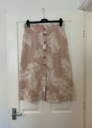 Primark Pink Floral Button-Down Linen Blend Skirt - Size 12, brand: Primark, condition: Very good, size: L / UK 16-18, £2.50, £3.33 includes Buyer Protection