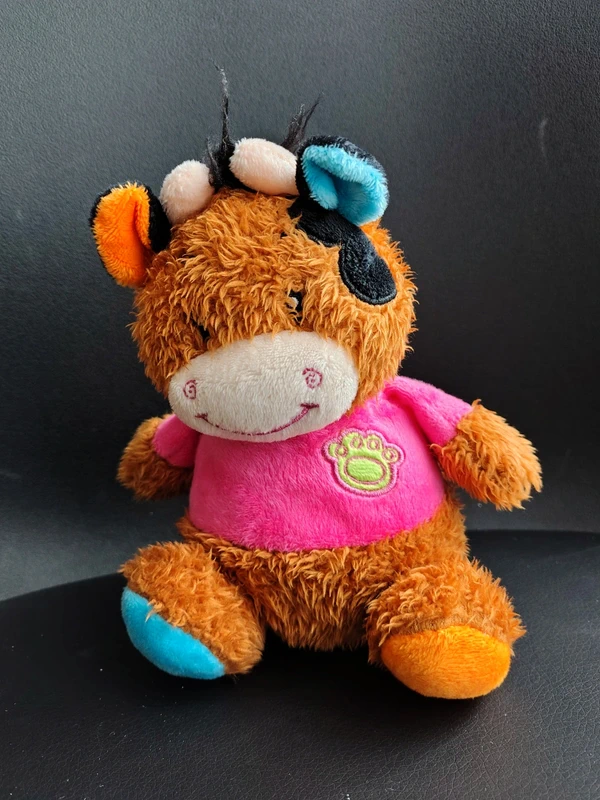 Doudou vache marron rose bleu fizzy