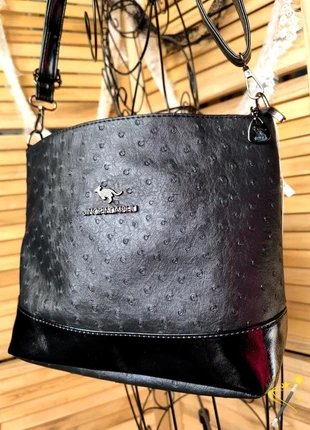 🪭🪭Élégant sac à main noir effet texturé animal print kangourou 🪭 Neuf 🪭, brand: KANGOUROU, condition: New with tags, €23.90, €25.80 includes Buyer Protection Pro