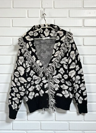 Memory & Co Vest Maat L/XL Zwart Wit Gebreid Panter Franjes Alpaca, marca: Memory & Co, estado: Bom, tamanho: L / 40 / 12, €10.00, €11.20 inclui Proteção do Comprador Pro