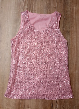 Top rose à sequins – Neuf – Taille M, merk: Glamour, staat: Nieuw zonder prijskaartje, maat: M / 38 / 10, € 8,00, € 9,10 inclusief Kopersbescherming