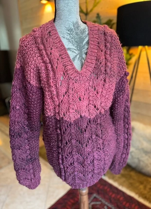 Gros Pull d’hiver Col V tricoté à la main laine chaud Vintage Artisanal Bohème s m l, marke: Fait Main, zustand: Sehr gut, größe: L / 40 / 12, 30,00 €, 32,20 € inklusive Vinted-Käuferschutz