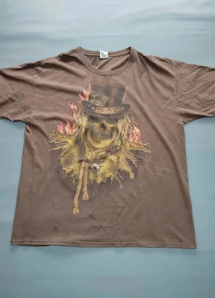 T-shirt Happy Haloween epouvantaille y2k gothique marron 100 % coton Taille XL, merk: Fruit of the Loom, staat: Goed, maat: XL, € 10,00, € 11,20 inclusief Kopersbescherming Pro