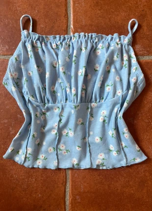 Top azul floral Shein Talla XS, marca: Shein, estado: Novo sem etiquetas, tamanho: XS / 34 / 6, €1.00, €1.75 inclui Proteção do Comprador