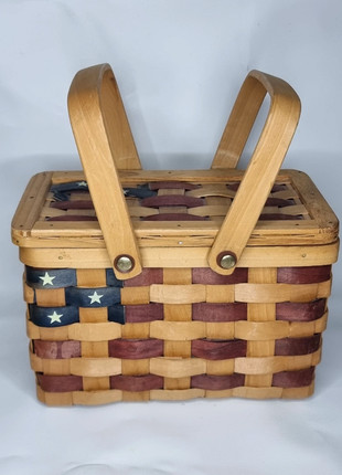 Petit panier de pique nique thème drapeau américain originale, estado: Muito bom, €6.00, €7.00 inclui Proteção do Comprador