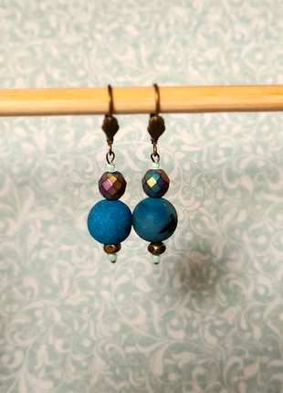 Ohrringe aus Kupfer mit blauem Druzy Achat, merk: Sonstiges, staat: Nieuw zonder prijskaartje, € 5,00, € 5,95 inclusief Kopersbescherming