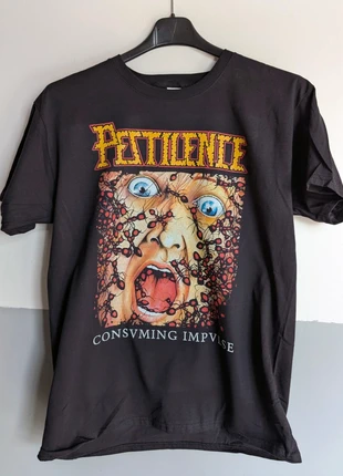 T-shirt nera | Pestilence | Consuming Impulse, marca: nobrand, estado: Muito bom, tamanho: L, €13.00, €14.35 inclui Proteção do Comprador Pro