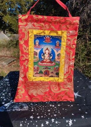 Tenture Thangka Chenrezig Bouddha de La Compassion Brocart Bouddhiste Nepal Namaste, merk: Tibet, staat: Heel goed, € 19,90, € 21,60 inclusief Kopersbescherming Pro