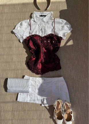Top type coquette & romantique aesthetic - Authentique vintage Y2K, marque: COQUETTE, état: Très bon état, taille: M / 38 / 10, 19,00 €, 20,65 € Protection acheteurs (Pro) incluse