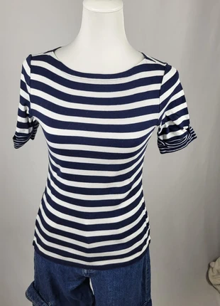 T-shirt marinière Ralph Lauren Lauren femme M rayé bleu marine et blanc, marca: Ralph Lauren, estado: Muito bom, tamanho: M / 38 / 10, €7.00, €8.05 inclui Proteção do Comprador Pro