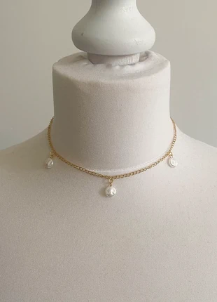 Collier ras de cou acier inoxydable doré et perles d’eau douce, marque: Fait Main, état: Neuf avec étiquette, 10,00 €, 11,20 € Protection acheteurs incluse