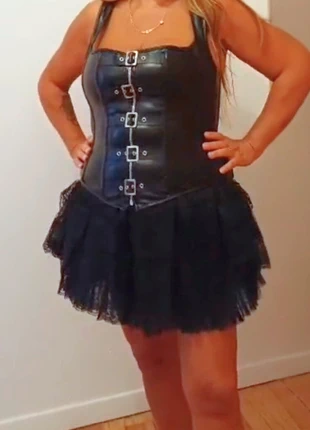 Corset cuir noir steampunk gothique avec bretelles et boucles – taille XL XXL, brand: Noir, condition: Very good, size: XXL / 44 / 16, €29.00, €31.15 includes Buyer Protection