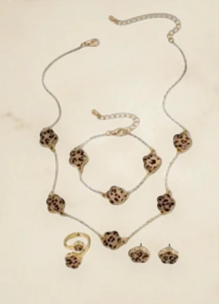 Ensemble 4 bijoux dorés & léopard fleurs, marca: Vintage Boutique, estado: Muito bom, €8.50, €9.63 inclui Proteção do Comprador