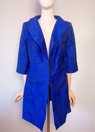 Veste légère chic bleue manches ¾ mélange soie Antonio D’Errico #vestes #soie, merk: Antonio D'errico, staat: Heel goed, maat: XXL / 44 / 16, € 32,00, € 34,30 inclusief Kopersbescherming Pro