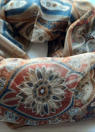 🧣 Foulard bandana  fantasia multicolore  marrone ,blu  arancio  cotto, staat: Heel goed, € 4,00, € 4,90 inclusief Kopersbescherming