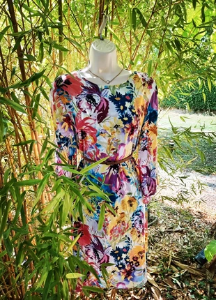 Splendide robe fluide & légère T42 motif floral très vif avec de larges manches asymétriques, brand: H&M, condition: New without tags, size: XL / 42 / 14, €20.00, €21.70 includes Buyer Protection