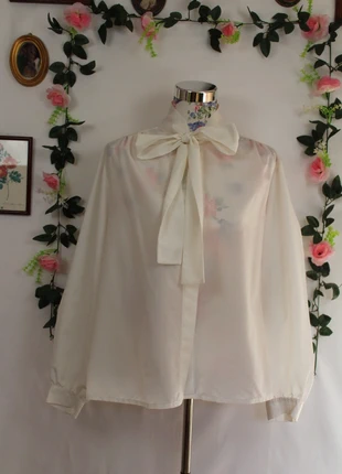 🍒🌸Chemise vintage La Redoute 80's - col lavallière - T.42/44🌸🍒, marque: Vintage, état: Très bon état, taille: XL / 42 / 14, 18,00 €, 19,60 € Protection acheteurs (Pro) incluse