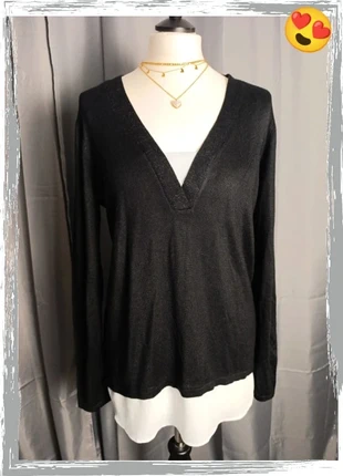 Pull fin col V pailleté Grain de Malice - M, brand: Grain de Malice, condition: Very good, size: M / 38 / 10, €6.00, €7.00 includes Buyer Protection