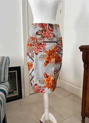 Mint and Orange Floral Pencil Skirt, brand: River Island, condition: Good, size: M / UK 12-14, £3.00, £3.85 includes Buyer Protection