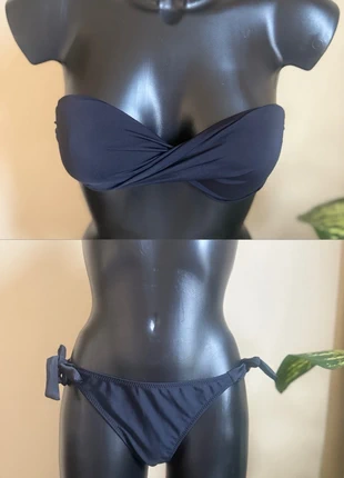 Bas de bikini noir à nouer sur les côtés et Haut de bikini bandeau noir, staat: Nieuw zonder prijskaartje, maat: M / 38 / 10, € 17,00, € 18,55 inclusief Kopersbescherming