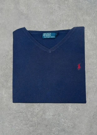 Pull col V Ralph Lauren bleu marine déteint manches longues logo brodé taille XL, marca: Ralph Lauren, estado: Bom, tamanho: XL, €15.00, €16.45 inclui Proteção do Comprador Pro