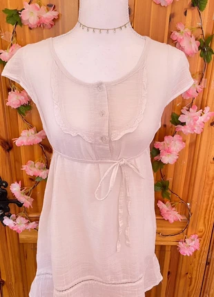 White Sheer Ruffle Blouse | Cap Sleeve Boho Tie Waist Top., brand: Cute, condition: Satisfactory, size: S / 36 / 8, €10.00, €11.20 includes Buyer Protection