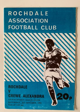 Rochdale v Crewe Alexandra. 3rd January 1981. Division Four., condition: Good, £1.00, £1.75 includes Buyer Protection