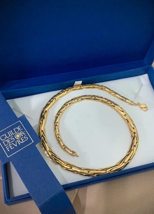 Sublime collier très solide en maille palmier plat en plaqué or 18carats, brand: guide des or fèvre Besnier, condizioni: Ottime, €189.00, €199.15 include la Protezione acquisti