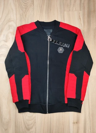 Veste zippée Philipp Plein, noire et rouge à têtes de mort, biker/skull/luxe, taille M homme, brand: Philipp Plein, condition: Very good, size: M, €229.00, €241.15 includes Buyer Protection Pro
