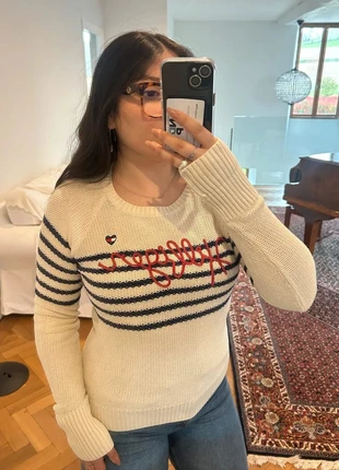 Pull Tommy Hilfiger femme col rond blanc et rouge taille S, brand: Tommy Hilfiger, condition: Very good, size: S / 36 / 8, €12.90, €14.25 includes Buyer Protection