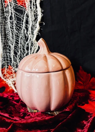 💗 Citrouille en céramique rose irisée – bougie senteur citrouille & caramel, condition: New without tags, €16.00, €17.50 includes Buyer Protection