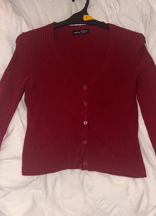 Burgundy Ribbed Button-Up Cardigan, brand: Shein, condition: Very good, size: M / UK 12-14, £8.00, £9.10 includes Buyer Protection