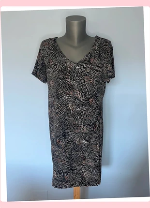 Robe noire à motifs orange et blanc cassé – IKKS Women - Taille 40, marque: IKKS, état: Très bon état, taille: L / 40 / 12, 24,70 €, 26,64 € Protection acheteurs (Pro) incluse