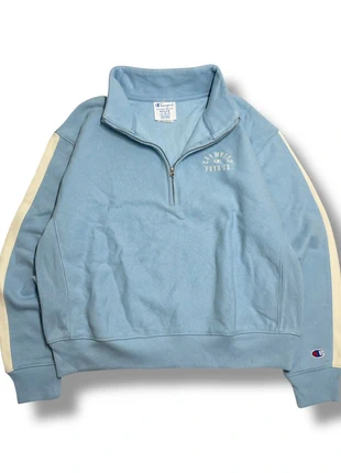 Champion Phys Ed 1/4 Zip Sweatshirt – Light Blue & White Contrast Panels (M), brand: Champion, condition: New without tags, size: M / 38 / 10, €16.00, €17.50 includes Buyer Protection