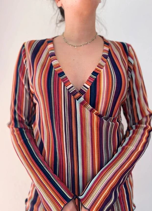 Maglia ampio scollo a costine multicolor / Wide-necked, multi-coloured ribbed sweater, marke: rétro style, zustand: Sehr gut, größe: L / 40 / 12, 8,00 €, 9,10 € inklusive Vinted-Käuferschutz