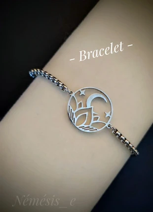 Bracelet Lune Lotus 🖤 Acier inoxydable, marque: India Spirit, état: Très bon état, 11,50 €, 12,78 € Protection acheteurs (Pro) incluse