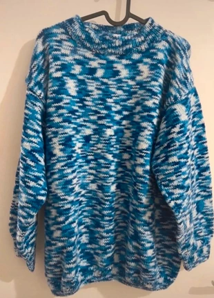 Pull moucheté bleu - Fait main, staat: Nieuw zonder prijskaartje, maat: L / 40 / 12, € 20,00, € 21,70 inclusief Kopersbescherming
